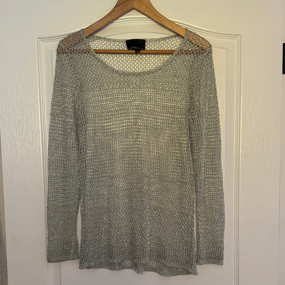 Cynthia Rowley Silver Knit Blouse